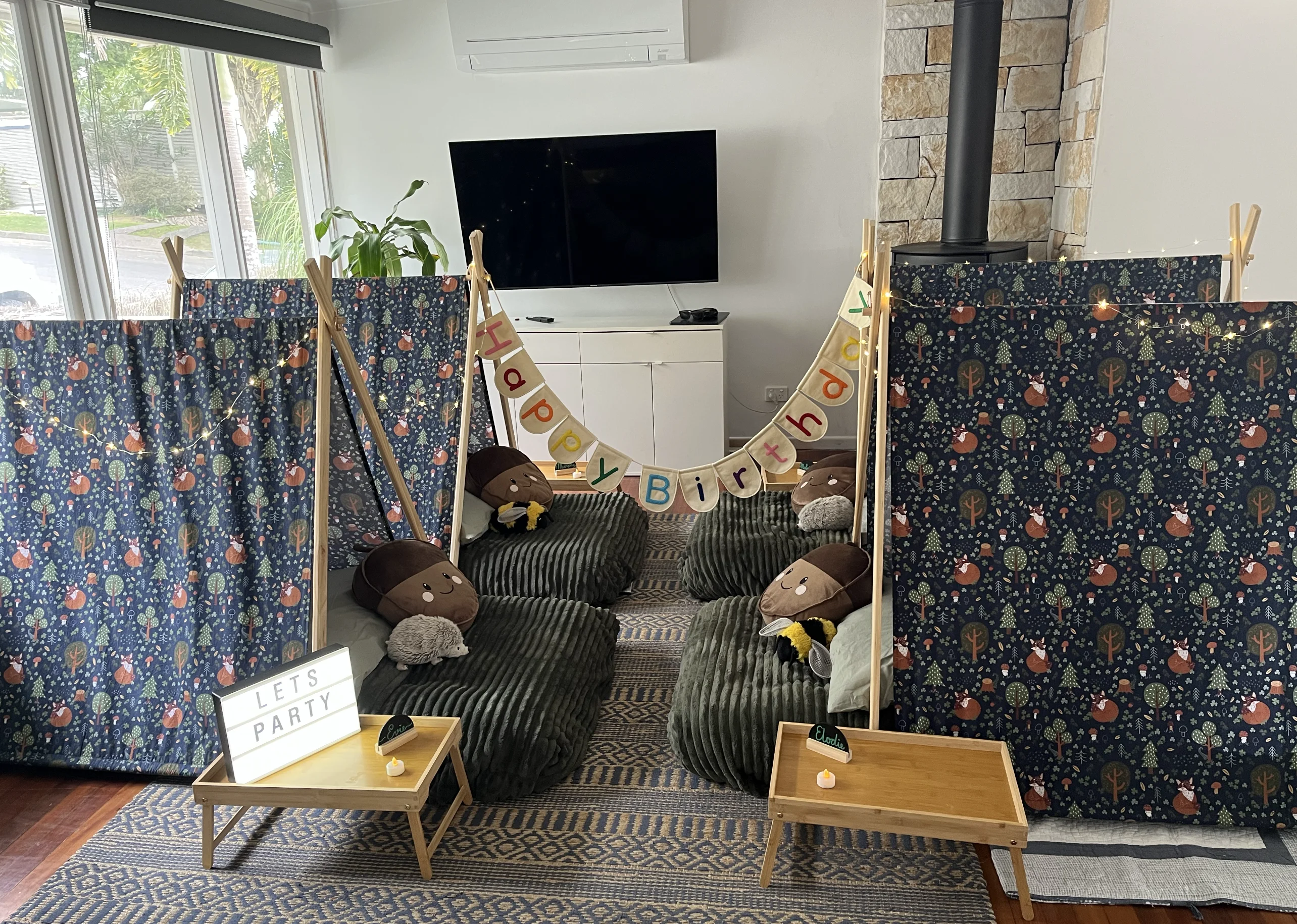 Four Teepees hired for a party sleepover in The Gap
